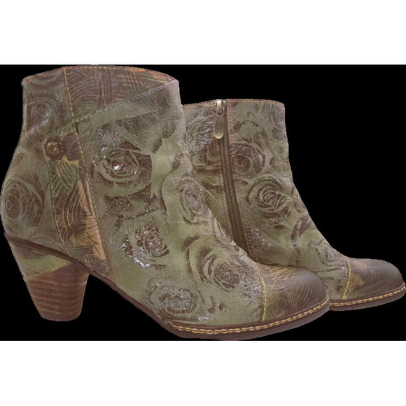 L"Artiste Waterlily Ankle Boots Olive Green - Picture 3 of 7
